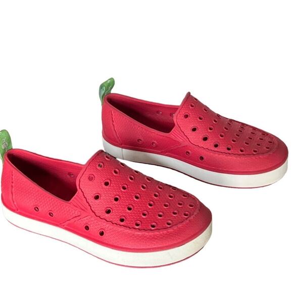 Sanuk Water Shoes Girls Lil Walker 2.5 Red Loafer Flat Slip On Washable Beach - Picture 5 of 16